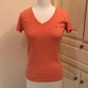 Tommy Hilfiger Orange VNeck T-Shirt Blouse- Medium
